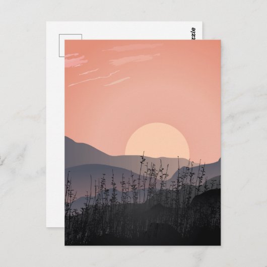 Carte Postale Vue pittoresque du coucher du soleil dans un paysa (Devant / Derrière)