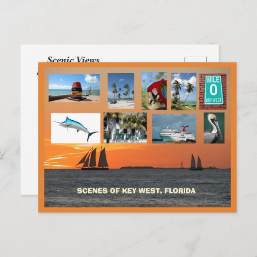 Carte Postale Vue pittoresque Key West, Floride (Devant / Derrière)