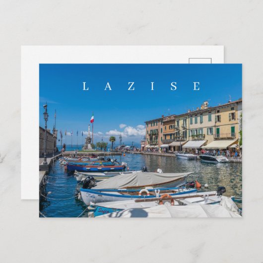 Carte postale vue port du lac de Garde Lazise (Devant / Derrière)