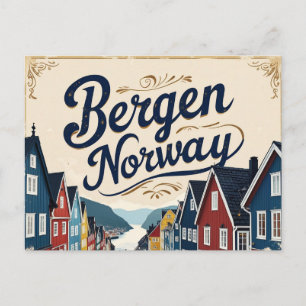 Carte Postale Vue rétro du port de Bergen