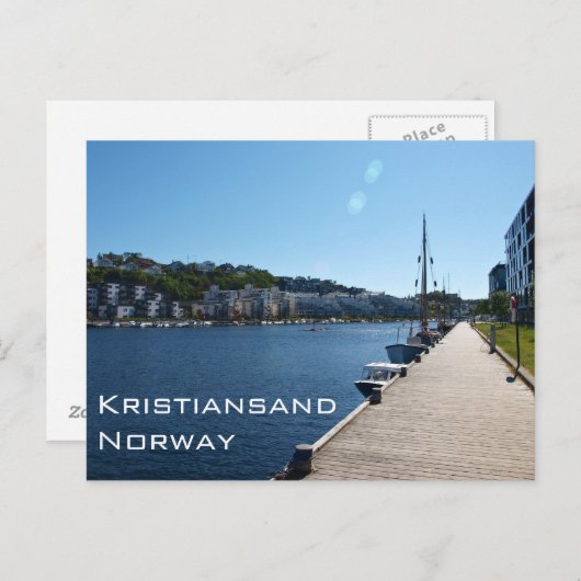 Carte Postale Vue Riverside En Kristiansand, Norvège (Devant / Derrière)