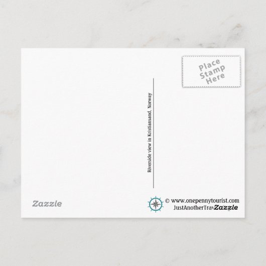 Carte Postale Vue Riverside En Kristiansand, Norvège (Dos)