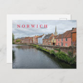 Carte postale vue rivière Norwich (Devant / Derrière)