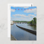 Carte postale vue rivière Prague Vltava (Devant / Derrière)