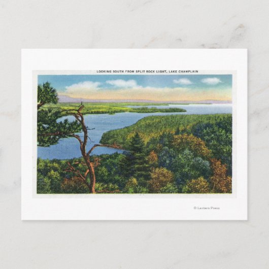 Carte Postale Vue sud du lac de Split Rock Light (Devant)