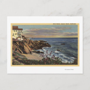 Carte Postale Vue sur Arch Beach avec Fleurs