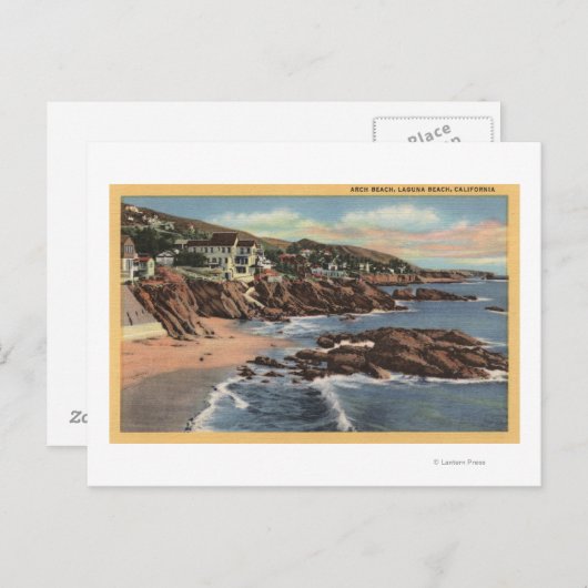 Carte Postale Vue sur Arch Beach avec maisons (Devant / Derrière)