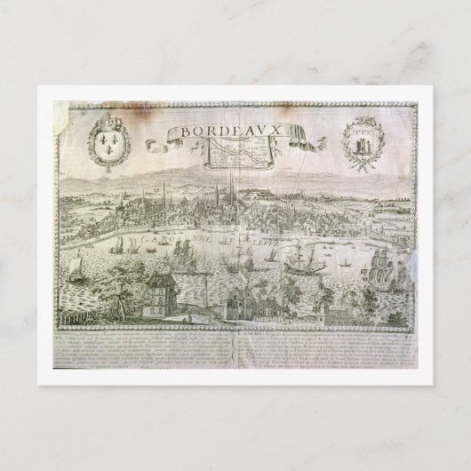 Carte Postale Vue sur Bordeaux et la Garonne, signée par (Devant)