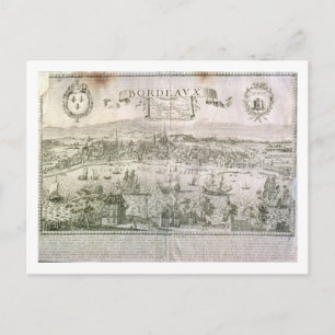 Carte Postale Vue sur Bordeaux et la Garonne, signée par