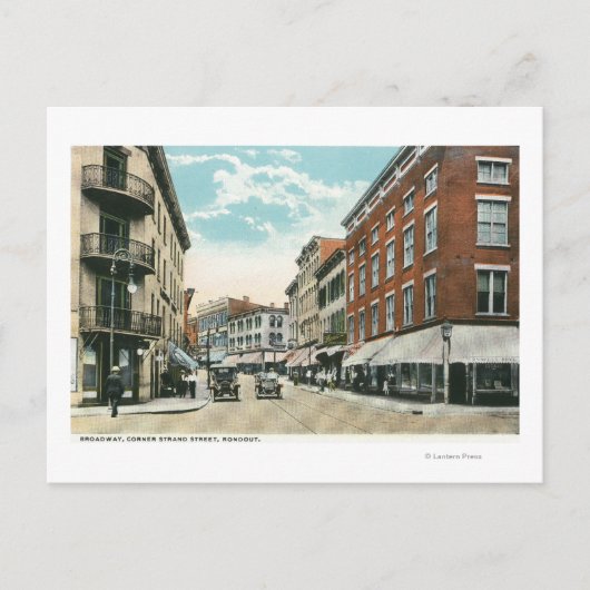 Carte Postale Vue sur Broadway et Corner Strand Street (Devant)
