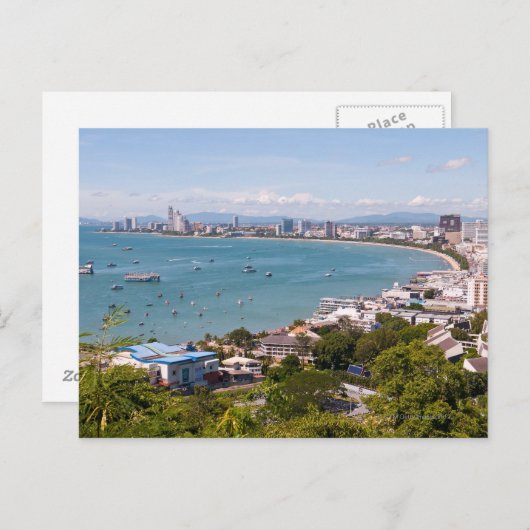 Carte Postale Vue sur la baie de Pattaya. (Devant / Derrière)