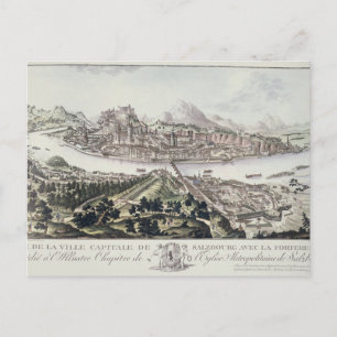 Carte Postale Vue sur la capitale et la forteresse de Salzbourg,