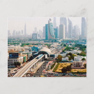 Carte Postale Vue sur la ligne de métro et les gratte-ciel de la