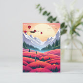 Carte Postale Vue sur la montagne, poste (Debout devant)