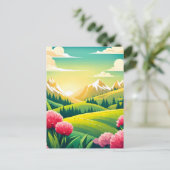 Carte Postale Vue sur la montagne, poste (Debout devant)