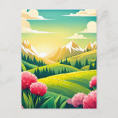 Carte Postale Vue sur la montagne, poste (Devant)