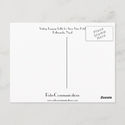 Carte Postale Vue sur la neige Hotel Kathmandu Nepal (Dos)