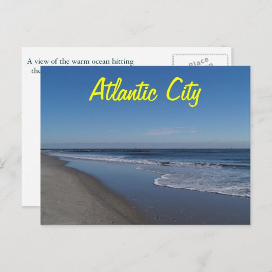 Carte Postale Vue sur la plage d'Atlantic City (Devant / Derrière)