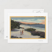 Carte Postale Vue sur la plage, les baigneurs à pied (Devant / Derrière)