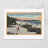 Carte Postale Vue sur la plage, les baigneurs à pied (Devant)