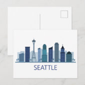 Carte Postale Vue sur la ville paysager | Seattle, Washington (Devant / Derrière)