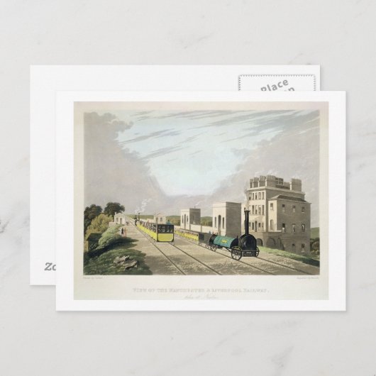 Carte Postale Vue sur le chemin de fer Manchester et Liverpool, (Devant / Derrière)