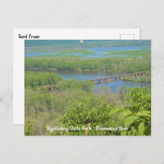 Carte Postale Vue sur le fleuve Mississippi depuis le parc d'éta (Devant / Derrière)