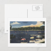 Carte Postale Vue sur le lac, la côte bordée d'arbres (Devant / Derrière)