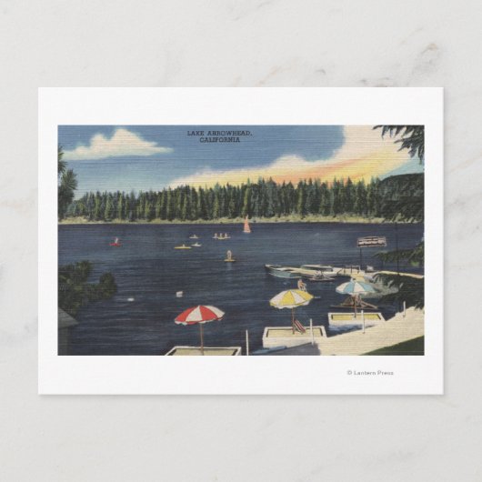 Carte Postale Vue sur le lac, la côte bordée d'arbres (Devant)