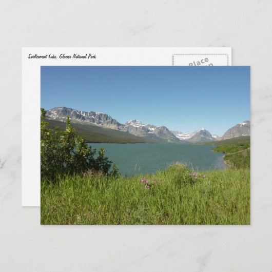 Carte Postale Vue sur le lac Swiftcurrent du parc national des G (Devant / Derrière)