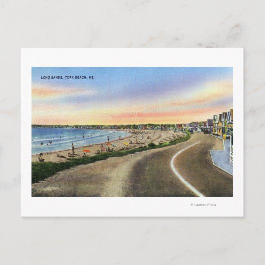 Carte Postale Vue sur le Long Sands à York Beach (Devant)