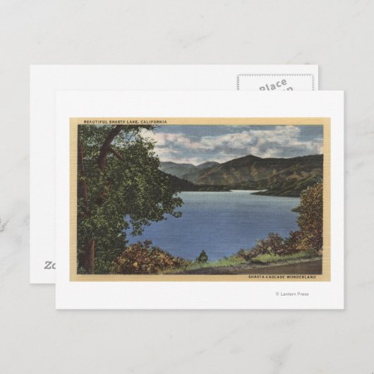 Carte Postale Vue sur le magnifique lac Shasta (Devant / Derrière)