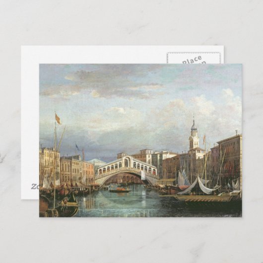 Carte Postale Vue sur le pont du Rialto à Venise (Devant / Derrière)