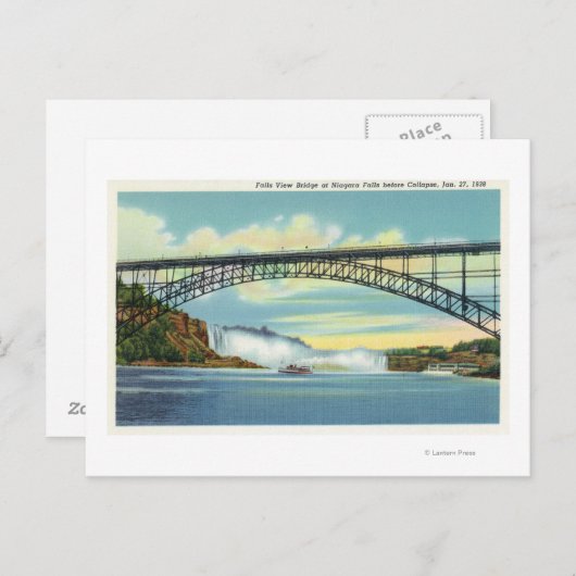 Carte Postale Vue sur le pont Falls View avant l'effondrement (Devant / Derrière)
