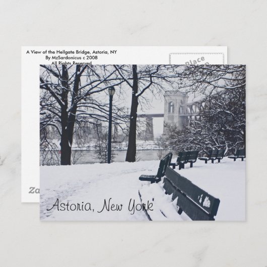 Carte Postale Vue sur le pont Hellgate, Astoria NY (Devant / Derrière)