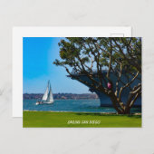 Carte Postale Vue sur le port - Voile San Diego (Devant / Derrière)