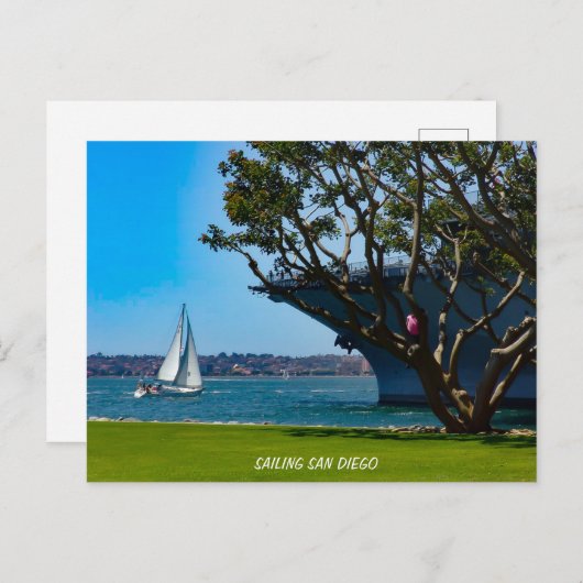 Carte Postale Vue sur le port - Voile San Diego (Devant / Derrière)