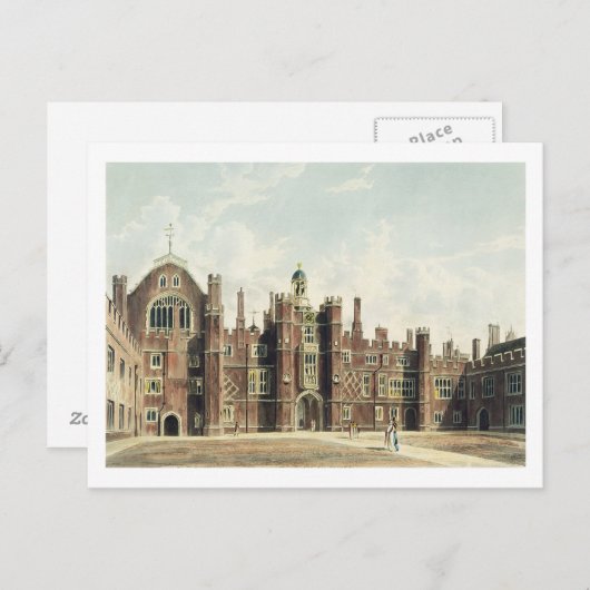 Carte Postale Vue sur le Quadrangle à Hampton Court Palace pour (Devant / Derrière)