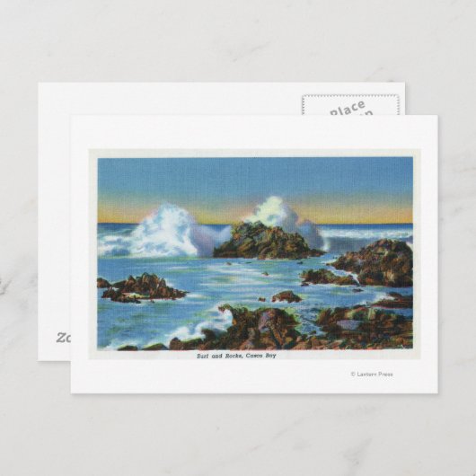 Carte Postale Vue sur le Surf le long du rocher (Devant / Derrière)