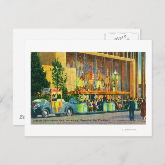 Carte Postale Vue sur le train des éléphants (Devant / Derrière)