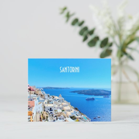 Carte Postale Vue sur les îles grecques de Santorin (Debout devant)