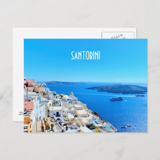 Carte Postale Vue sur les îles grecques de Santorin (Devant / Derrière)