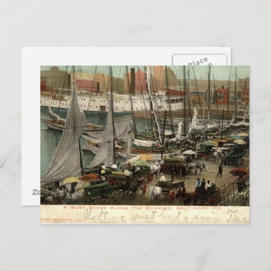 Carte Postale Vue sur les quais, Baltimore, MD 1905 (Devant / Derrière)