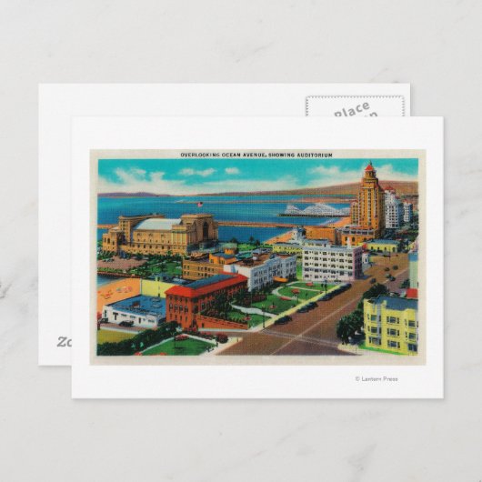 Carte Postale Vue sur Ocean Avenue, avec Auditorium (Devant / Derrière)