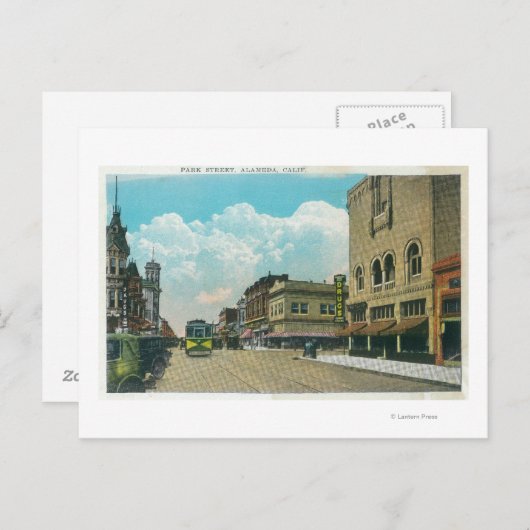 Carte Postale Vue sur Park Street, Street CarAlameda, CA (Devant / Derrière)