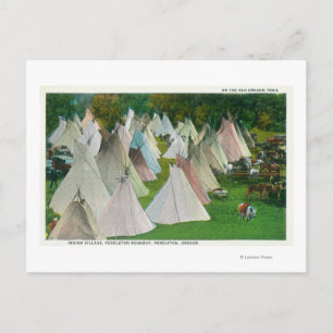 Carte Postale Vue sur un village indien et Pendleton