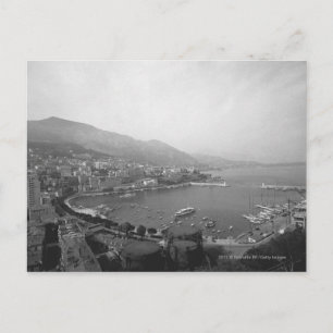 Carte Postale Vue surélevée du paysage du port B&W