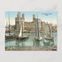 Vue vintage Château de Caernarfon, Pays de Galles