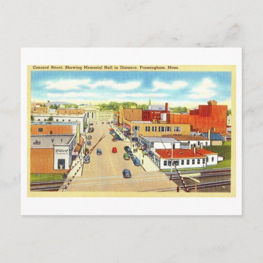 Carte Postale Vue vintage de Framingham, Massachusetts (Devant)