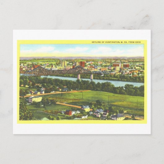 Carte Postale Vue vintage de Huntington, WV, Skyline (Devant)